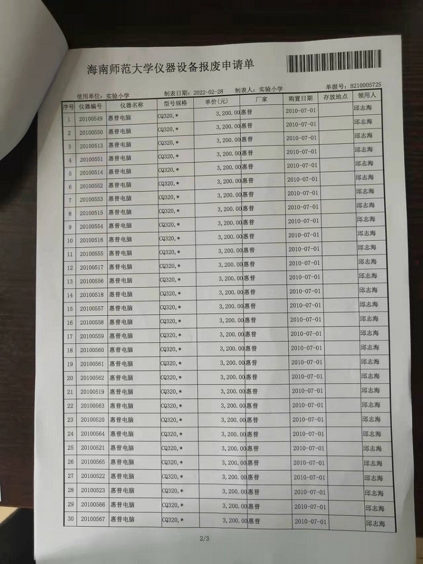爱爱啦
固定资产处置签批单