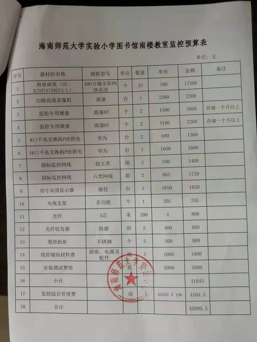 爱爱啦
实验小学购置图书馆南楼教室监控公告						
