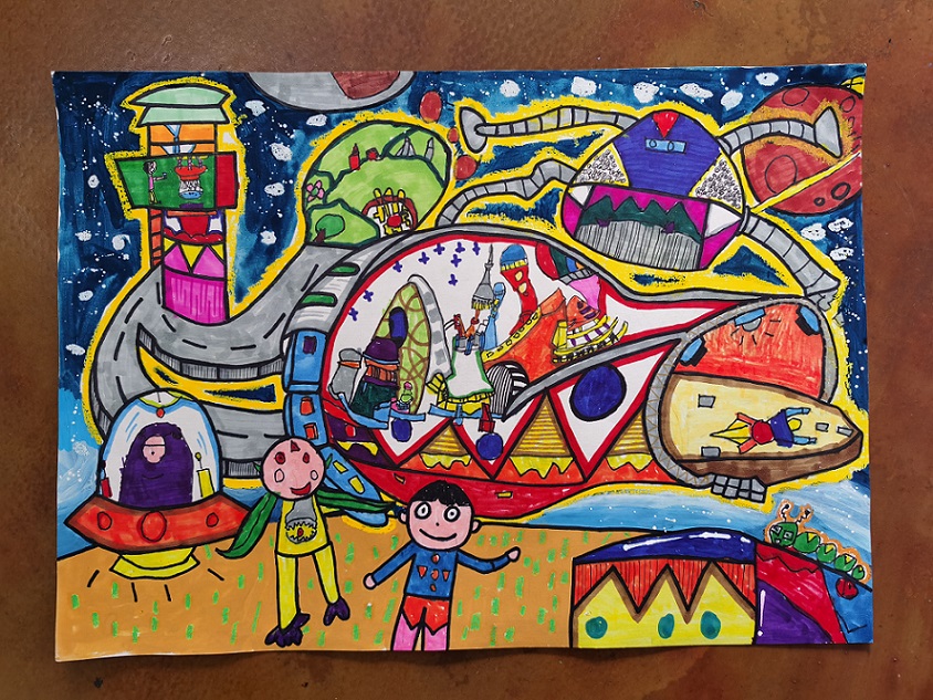 祝贺周瑾萱、张伟祺、石钰娇三位同学分别荣获海口市青少年科学幻想画一、二等奖